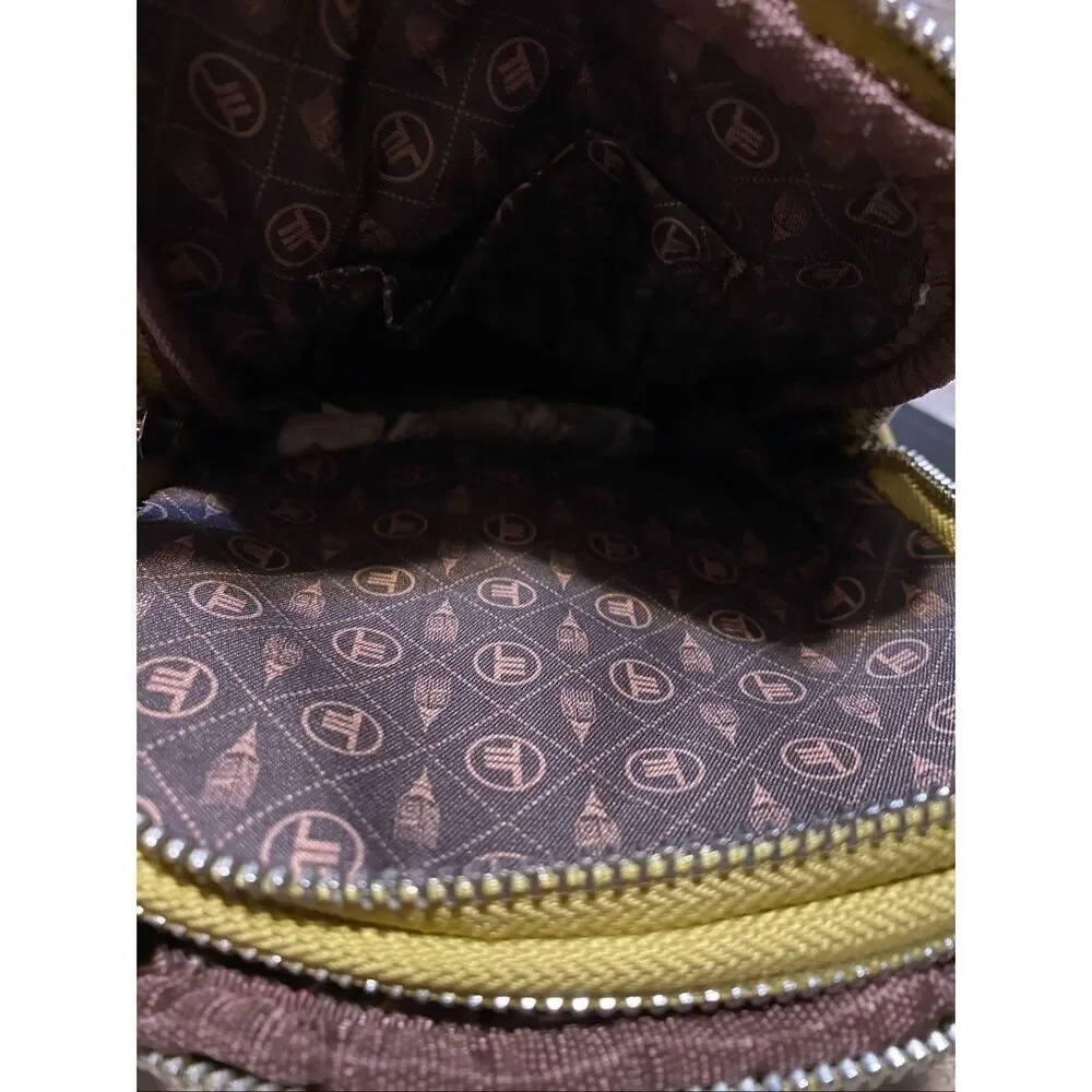London Fog Gold Janice Sling Bag Mini Double Zip Backpack